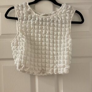 Le Lis White Textured Crop Top